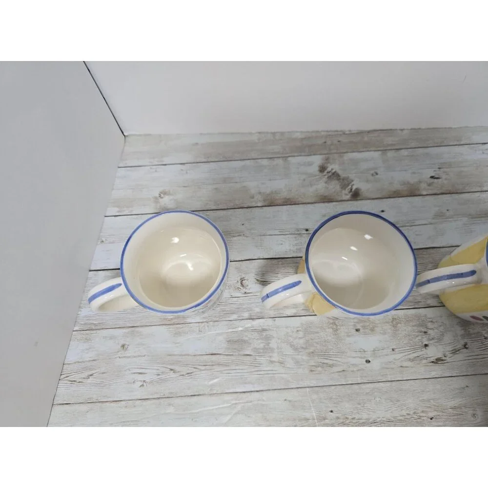 Lot of 4 Normandy MANN Mugs‎ Birds Floral Stoneware Rose Buds New with box